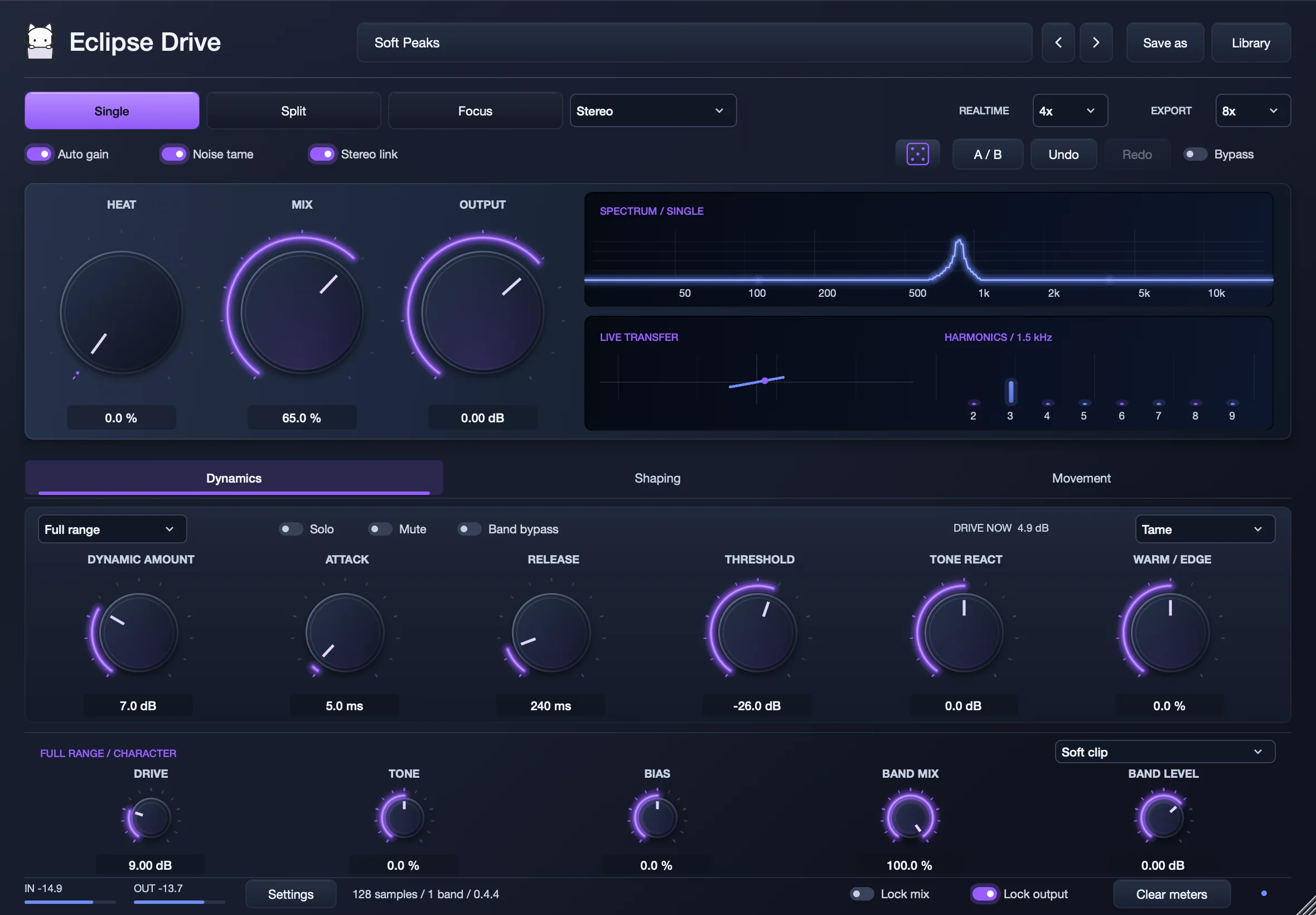 Eclipse Drive’s Dynamics page in Tame mode