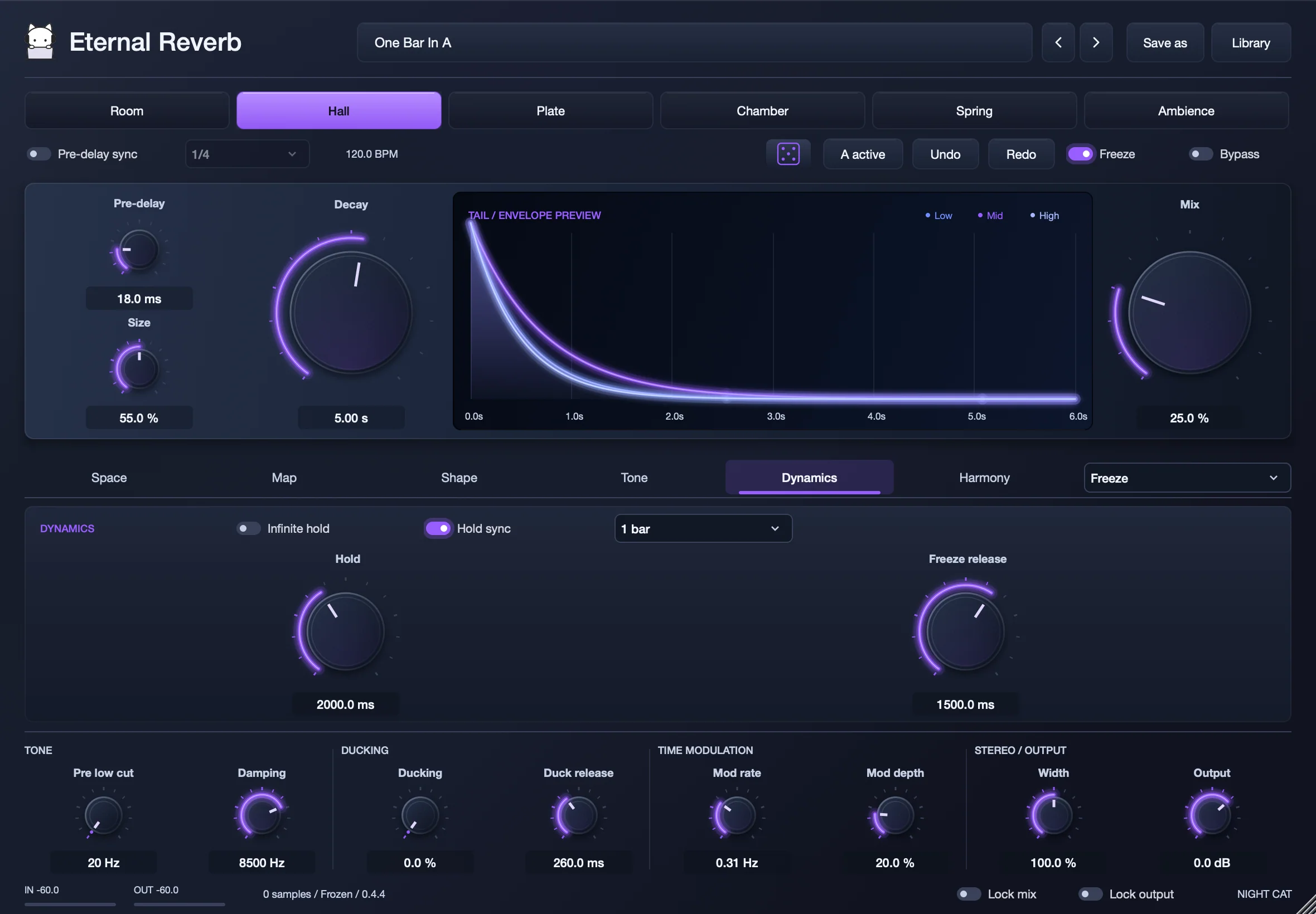 Eternal Reverb’s Freeze view, frozen and synced to one bar